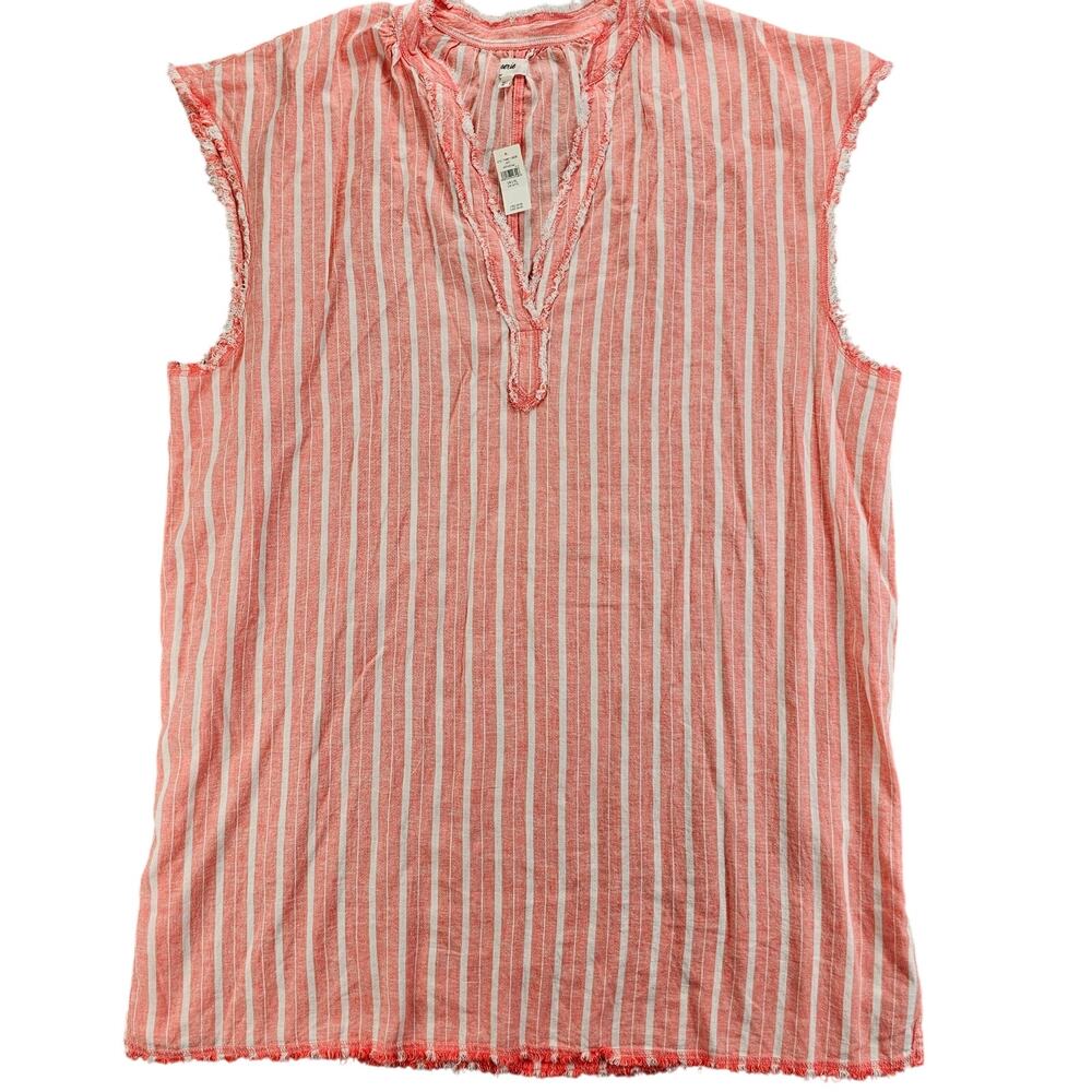 Aerie Linen Blend Pullover Swim Cover Up Women L/XL Top Raw Seam Hem 49.95 NEW